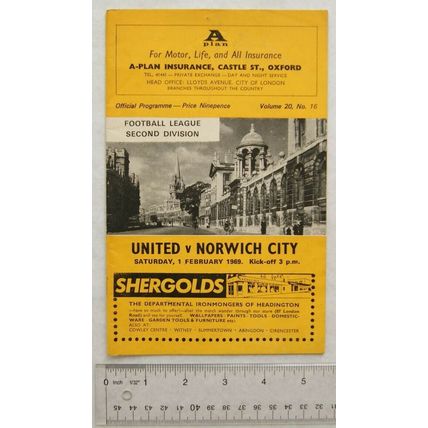 1967 programme Oxford United v. Norwich City