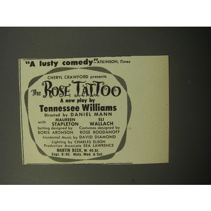 1951 The Rose Tattoo Play by Tennessee Williams Ad - A Lusty Comedy - Atkinson