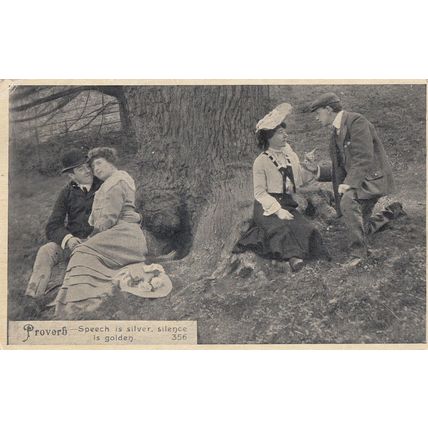 Speech Is Silver Silence Is Golden Real Photo Proverb Old Postcard