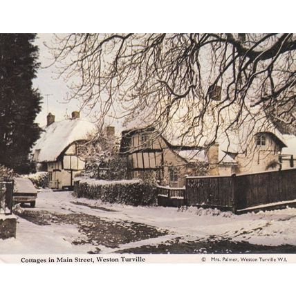 Weston Turville Main Street Christmas Snow Bucks Postcard
