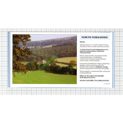 Boltby North Yorkshire House Sale Advert - 1991 Cutting