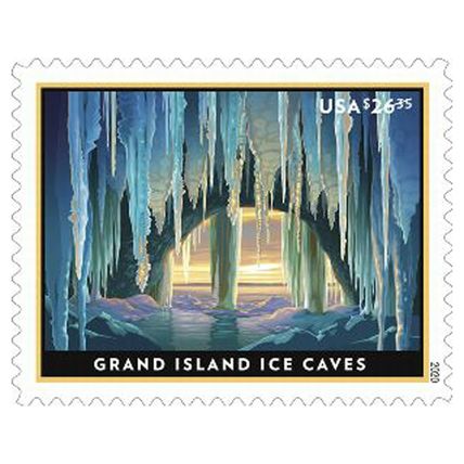 Grand Island Ice Caves $26.35 Express Mail Single Postage Stamp Scott 5430