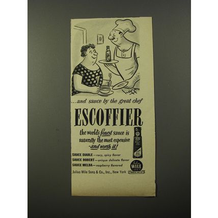 1954 Escoffier Sauce Advertisement - cartoon by Syd Hoff