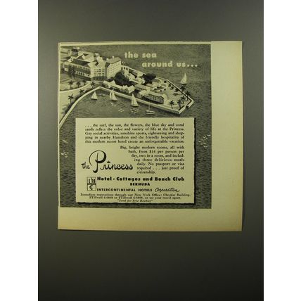 1954 Intercontinental Hotels The Princess Hotel Ad - The sea around us