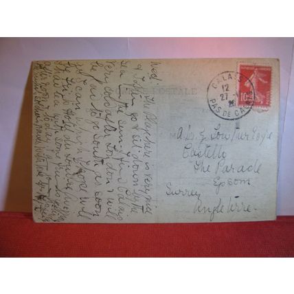 DIGUE DE LA PLAGE ET CASINO, CALAIS, France used antique postcard. 1920 pm #