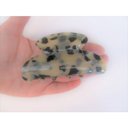 Large black and beige marbled hair claw clip