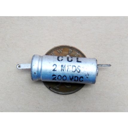 CCL 2µF 200V, Electrolytic Cap, 1950’s-60’s, New Old Stock. Valve Tube Coupling