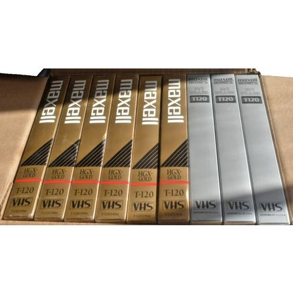 3 Maxell VHS Professional Industrial P/I Tapes Plus 6 HG Gold Black magnetitenew