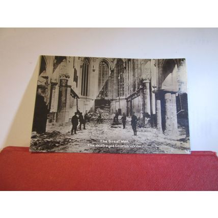 WW1, DESTROYED CHURCH, VISE, BELGIUM unused postcard RP =