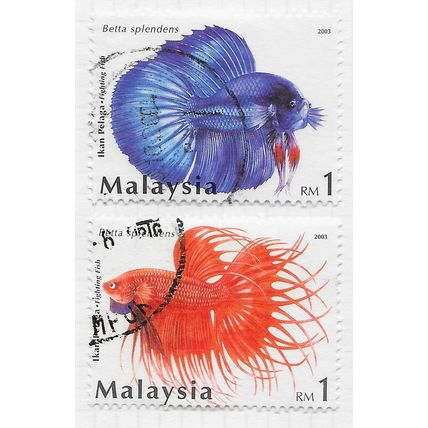 MALAYSIA 2003 SIAMESE FIGHTING FISHES FISH THE RM1 VALUES USED