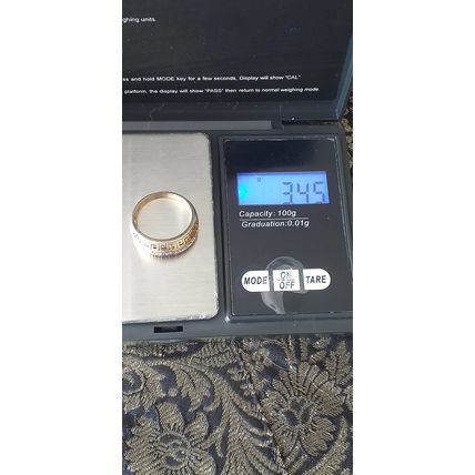Vintage 1990-s Gold on Silver Half Eternity Greek Design Ring Size UK O, US 7