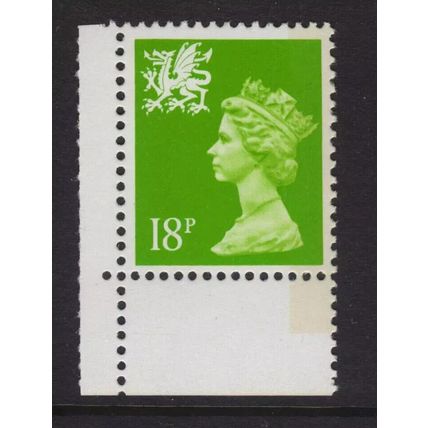 W49 XWL25 18p bright green RIGHT BAND Ex DX13 ~ WALES Unmounted Mint GB Machin