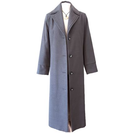 Vintage Grey Coat Maxi Long Longline full ankle length tailored custom made M