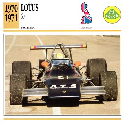 Collectors Club card. Classic Cars. Lotus 69