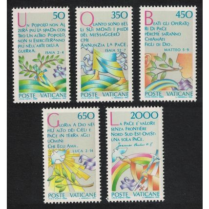 Vatican Intl Peace Year 5v 1986 MNH SG#846-850 Sc#768-772