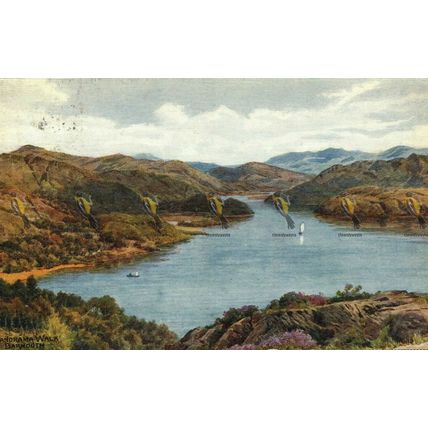 Panorama Walk, Barmouth, Wales, J Salmon Quinton Watercolour Postcard, 1922
