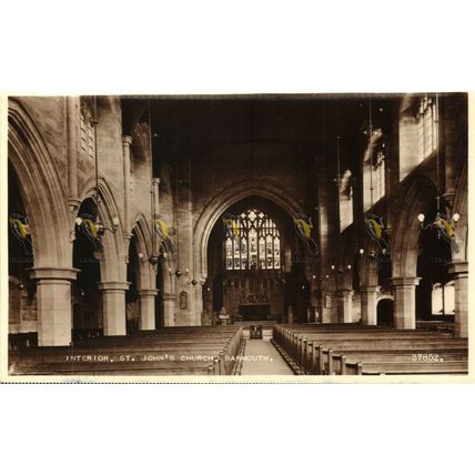 St John Church, Interior, Barmouth, Wales, RP 37852 Valentine's Postcard