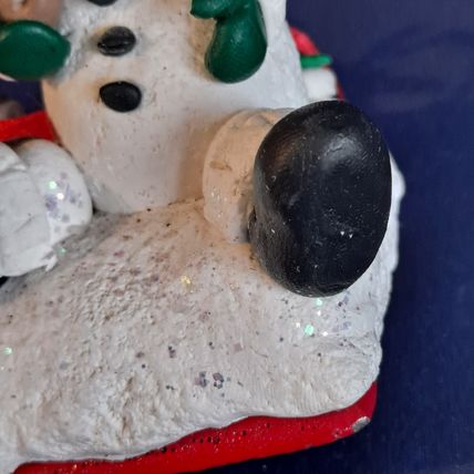 Studio 33 SNOWMAN Christmas STOCKING HOLDER Mantel Hanger Hook Resin Cast Iron