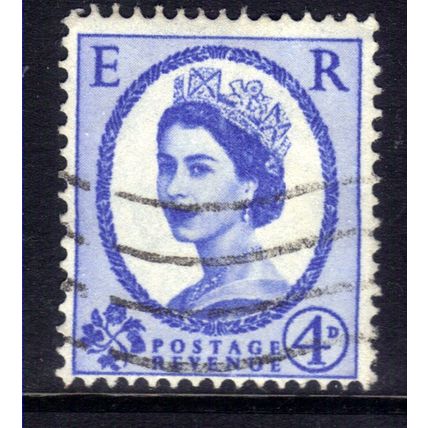 GB 1958 QE2 4d Ultramarine Wilding used SG 576 Wmk 179 ( C66 )