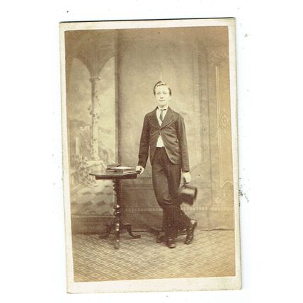 Victorian cdv photo young man holding top hat London photographer