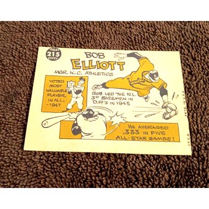 1960 Topps 215 Bob Elliott Manager Kansas City A's EX+ Condition No Creases