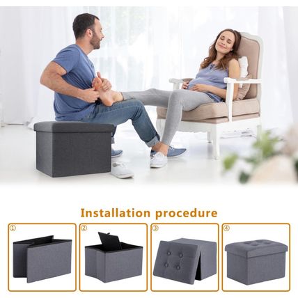 ALASDO Storage Ottoman Footrest Stool Small Ottoman with Storage Foldable Ottoma