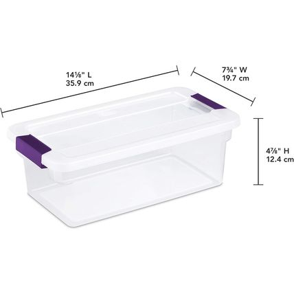 Sterilite 6 Qt Clearview Latch Storage Box, Stackable Bin with Latching Lid, Pla