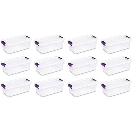 Sterilite 6 Qt Clearview Latch Storage Box, Stackable Bin with Latching Lid, Pla