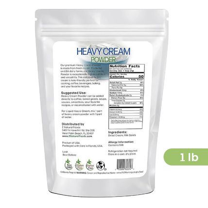 Z Natural Foods Heavy Cream Powder - Nutrient-Dense, Delicious Powdered Cream wi