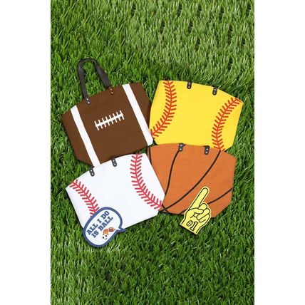 White Baseball Pattern Canvas Large Tote Bag
