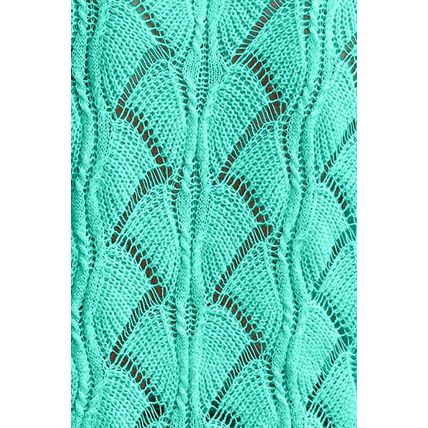 Mint Green Hollow Out Knit V Neck Drop Shoulder Sweater