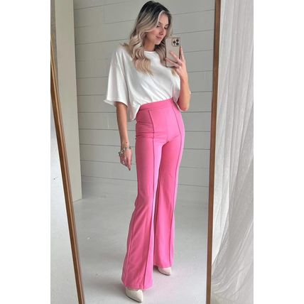 Sachet Pink High Waist Central Seam Flared Pants