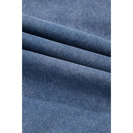 Dusk Blue Ruffled Collared Side Pockets Puff Sleeve Denim Mini Dress