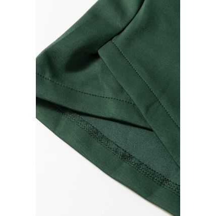Blackish Green Collared Half Zip French Terry Knit Drawstring Casual Romper