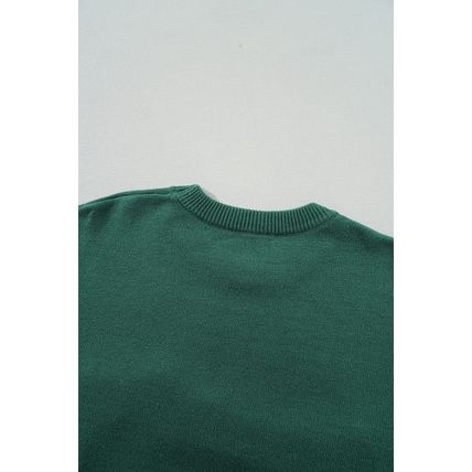 Blackish Green Pearl Beaded Merry Casual Sweater
