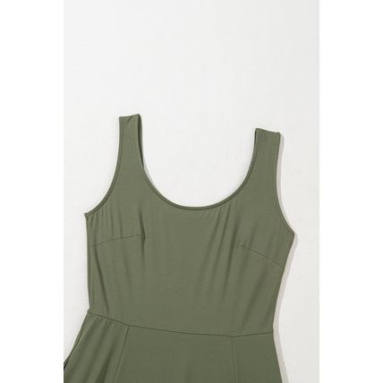 Four Leaf Clover Sleeveless Scoop Neck Flared Split Midi Dress