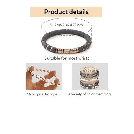 Gray MAMA Beaded Multi Layered Bracelet