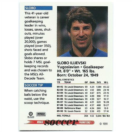 1991 Soccer Shots MSL - #077 - Slobo Ilijevski