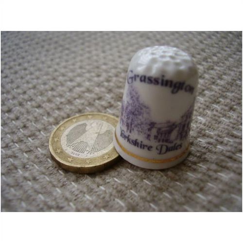 Bone China Thimble - Grassington - Yorkshire Dales.