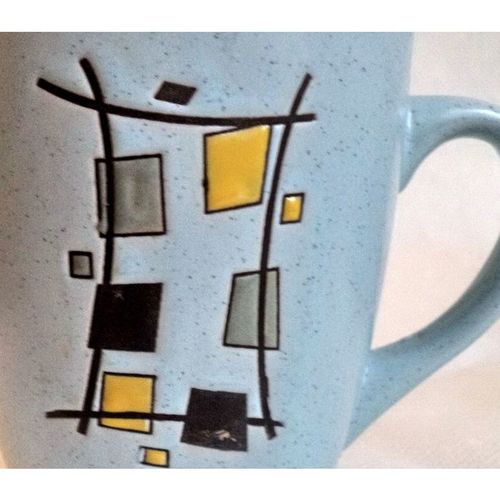 Splendid Mid Century Modern Blue Jewel Enamel Eames Art Pottery Mint Cup Mug