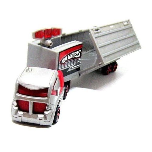 TRUCK+HELICOPTER, (TRUCK CARRYING HELICOPTER) SILVER/RED HOTWHEELS