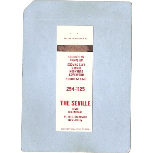 New Jersey E Brunswick Matchcover The Seville Rt 18~3376