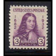 724 3c William Penn Fine MNH O3586