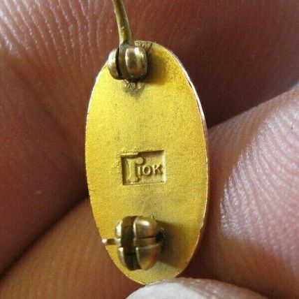 VINTAGE 10k YELLOW GOLD OVAL CROSS TIE TACK LAPEL PIN STUNNING Religious Pin