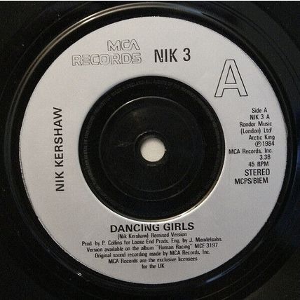 Nik Kershaw - Dancing Girls 7", Single Very Good Plus (VG+)
