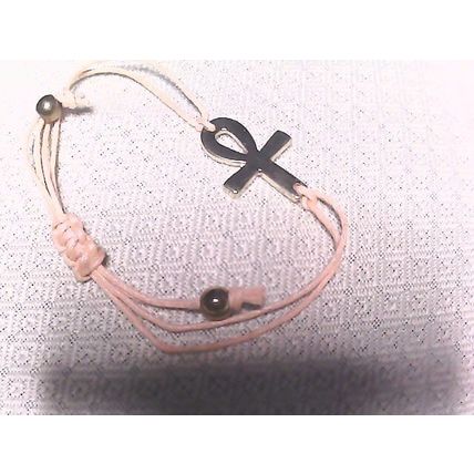 Adjustable Gold tone Egyptian Cross Cord Bracelet