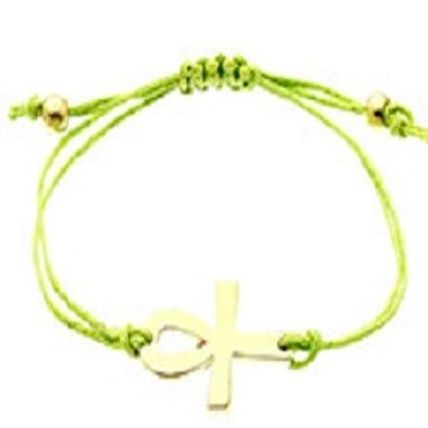 Adjustable Gold tone Egyptian Cross Cord Bracelet