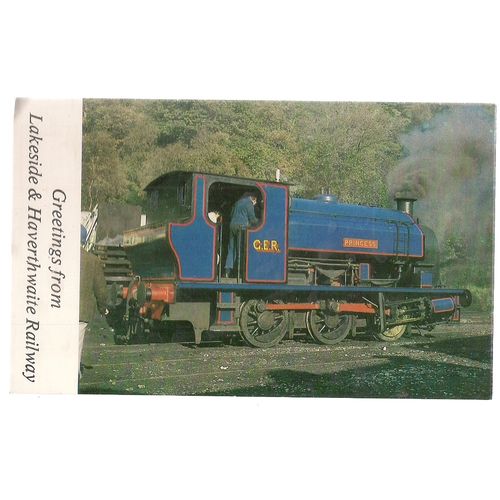 LAKESIDE & HAVERTHWAITE RAILWAY, CUMBRIA unused vintage postcard steam engines a