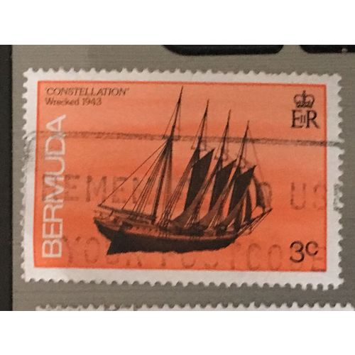 Bermuda QEII 1986 Shipwrecks 3c Constellation Used SG 507A Sc 482 stamp schooner