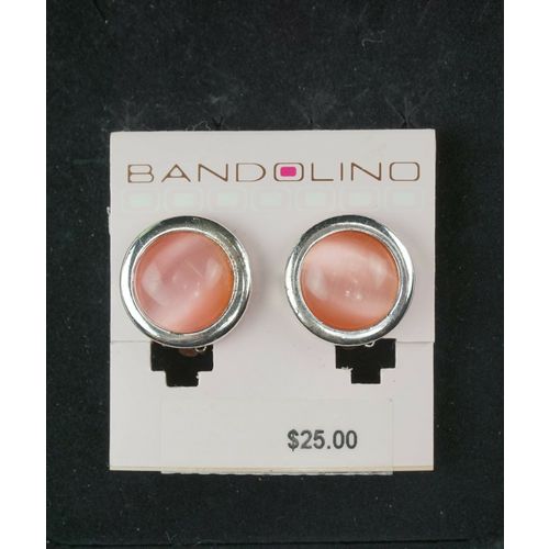 2 Lot Bandolino Clip in Earrings Moonstone - Flower